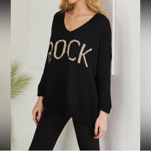 MADE IN ITALY LONG SLEEVE STITCHED LUREX NECK EXPECT PRINT - Picture 4 of 9